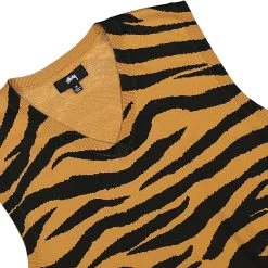 Stussy Tiger Printed Sweater Vest -PERFEKTES BEKLEIDUNGSGESCHÄFT 117139 mustard 3